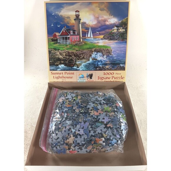 Sunset Point Lighthouse 1000 Piece Jigsaw Puzzle Bigelow by SunsOut - Picture 3 of 3